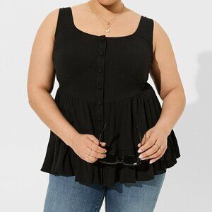 Torrid Women's‎ Deep Black Fit And Flare Rayon Slub Corset Tank Plus Size 2X